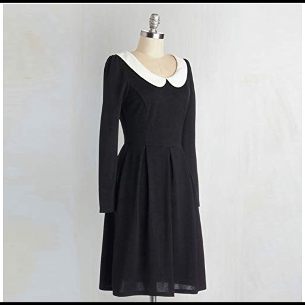 BABYDOLL Neck Long Sleeve Zipper A Line Dress